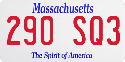 MA license plate 290SQ3