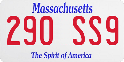 MA license plate 290SS9