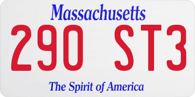 MA license plate 290ST3