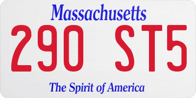 MA license plate 290ST5