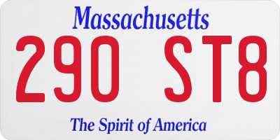 MA license plate 290ST8