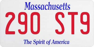 MA license plate 290ST9