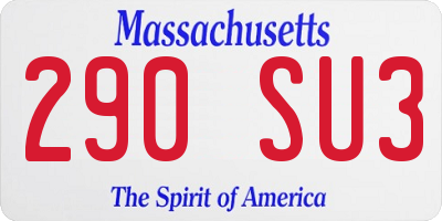 MA license plate 290SU3