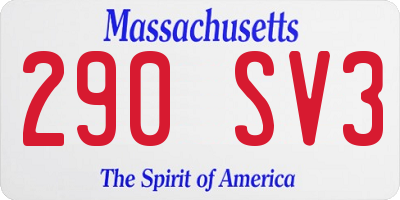 MA license plate 290SV3