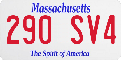 MA license plate 290SV4