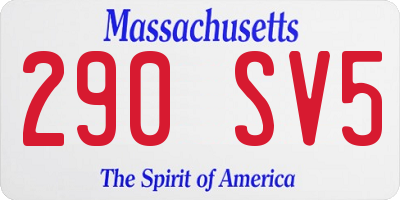 MA license plate 290SV5