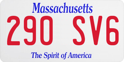 MA license plate 290SV6