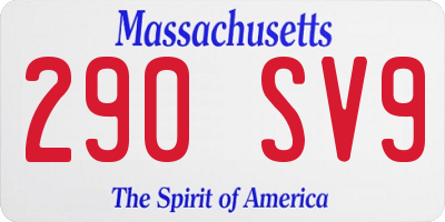 MA license plate 290SV9