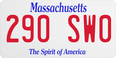MA license plate 290SW0