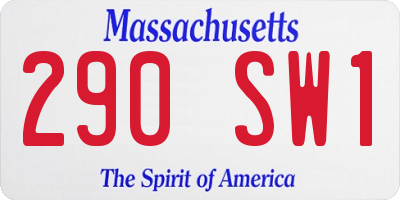 MA license plate 290SW1