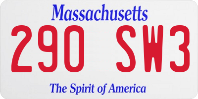 MA license plate 290SW3