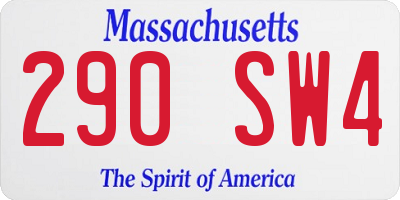MA license plate 290SW4