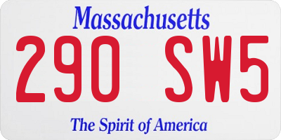 MA license plate 290SW5