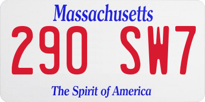 MA license plate 290SW7