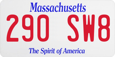 MA license plate 290SW8