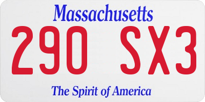MA license plate 290SX3