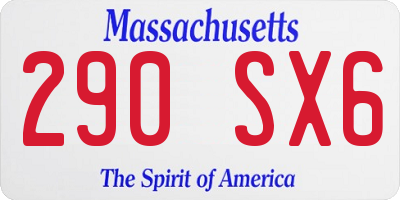 MA license plate 290SX6
