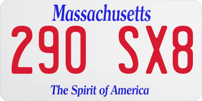 MA license plate 290SX8