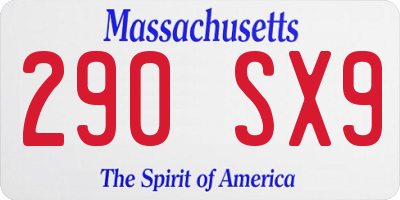 MA license plate 290SX9