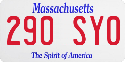 MA license plate 290SY0