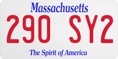 MA license plate 290SY2