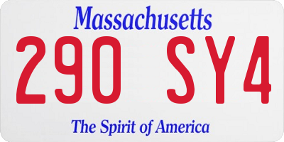 MA license plate 290SY4