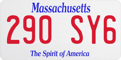 MA license plate 290SY6