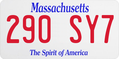 MA license plate 290SY7