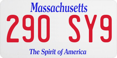 MA license plate 290SY9