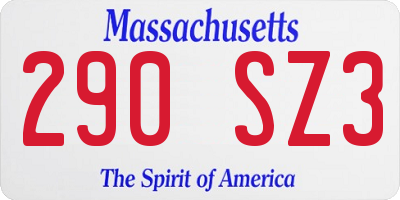 MA license plate 290SZ3