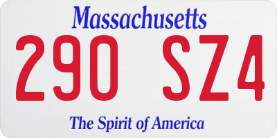 MA license plate 290SZ4