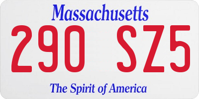 MA license plate 290SZ5
