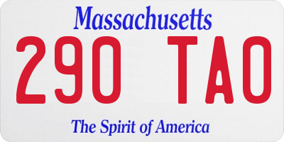 MA license plate 290TA0