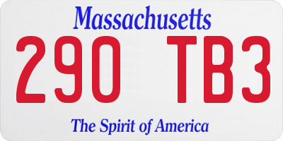 MA license plate 290TB3