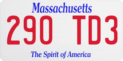 MA license plate 290TD3
