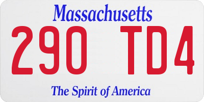 MA license plate 290TD4