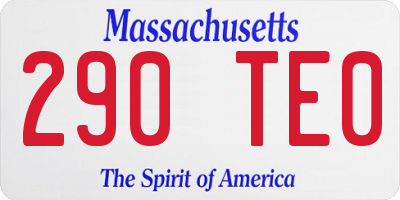 MA license plate 290TE0