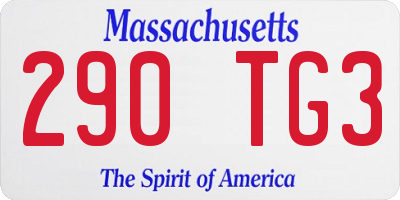MA license plate 290TG3