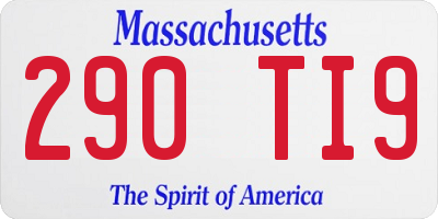 MA license plate 290TI9