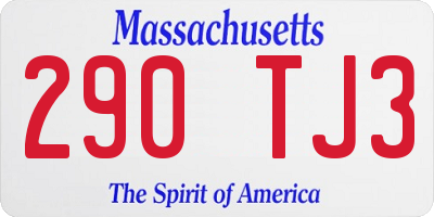 MA license plate 290TJ3