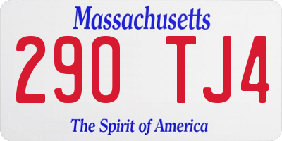 MA license plate 290TJ4