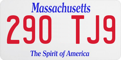 MA license plate 290TJ9