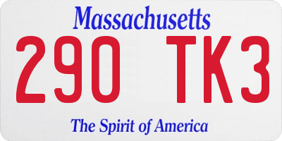 MA license plate 290TK3
