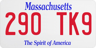 MA license plate 290TK9
