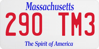 MA license plate 290TM3