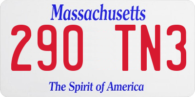 MA license plate 290TN3