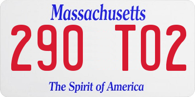 MA license plate 290TO2