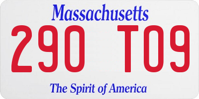 MA license plate 290TO9