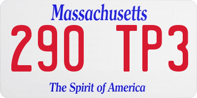 MA license plate 290TP3