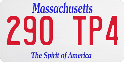 MA license plate 290TP4